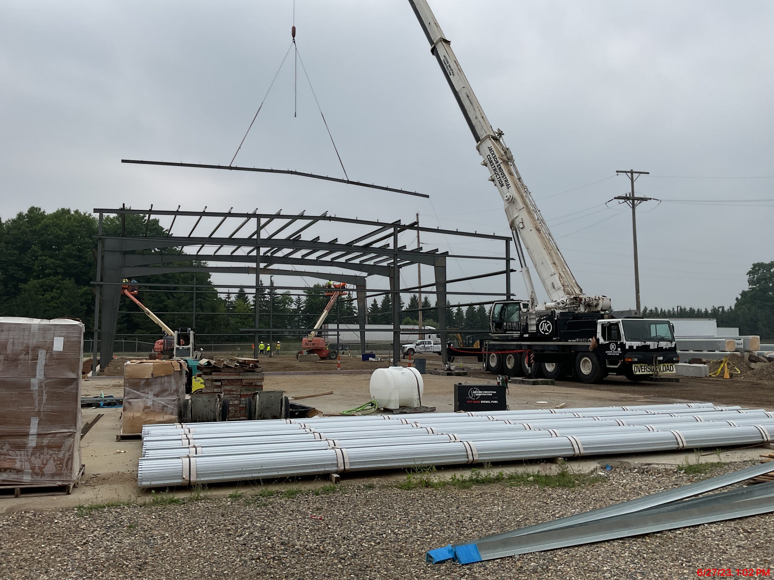 Crane Lifting Structural Steel Building Framing